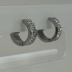 INOX Stainless steel crystal huggie Earrings